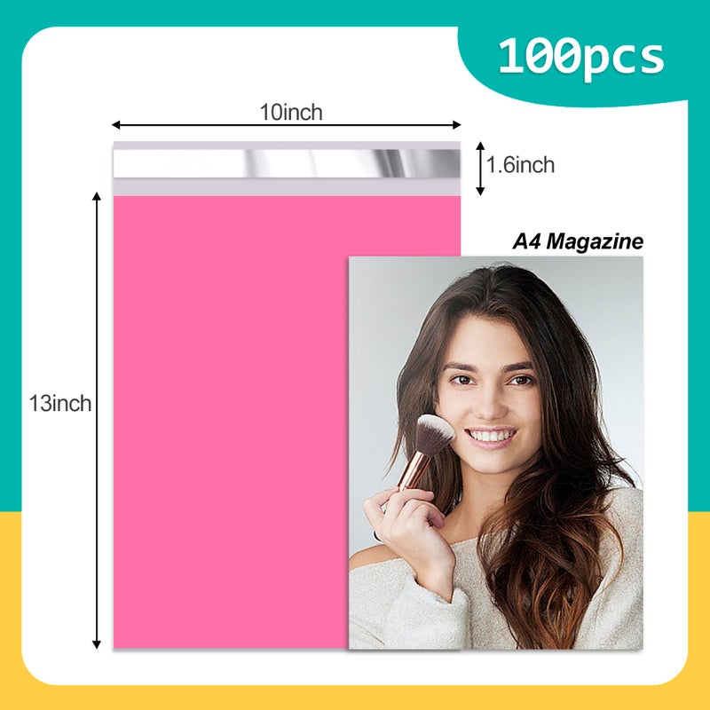 Vapulcio Poly Mailers 10x13 Inch 100 Pcs - Pink Waterproof Shipping Envelopes for Small Business with Tear Resistance and Self-Sealing Feature - Ideal Packaging Bags for Mailing, Shipping, and More - Image 2